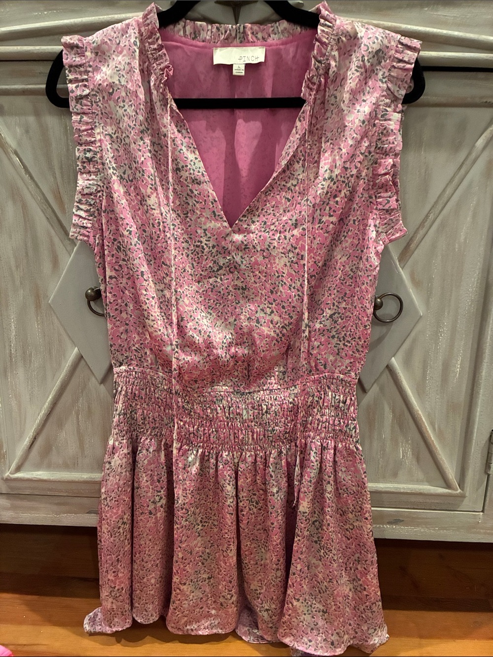 Pinch Pink Floral Ruffle-Sleeve Smocked Waist Dress